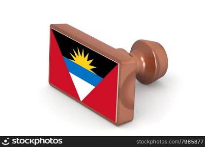 Blank wooden stamp with Antigua and Barbuda flag image with hi-res rendered artwork that could be used for any graphic design.