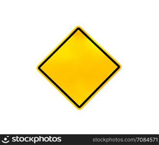 Blank yellow road warning sign
