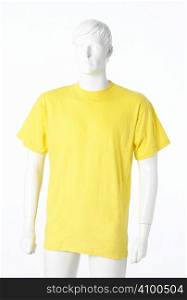 Blank yellow t-shirt isolated on white