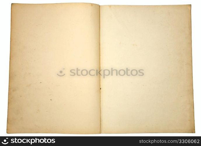 Blank yellowing paper pages from a vintage book.