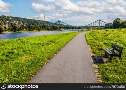 Blaues Wunder. bridge crossing the Elbe called Blaues Wunder in Dresden