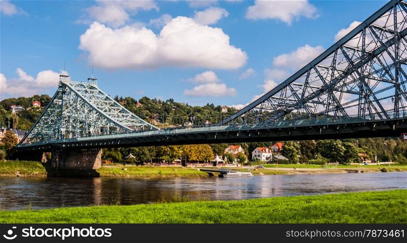 Blaues Wunder. bridge crossing the Elbe called Blaues Wunder in Dresden