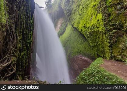 Blawan Waterfall around Kawa Ijen Crater, Beautiful Waterfall hidden in the tropical jungle, East Java, Indonesia