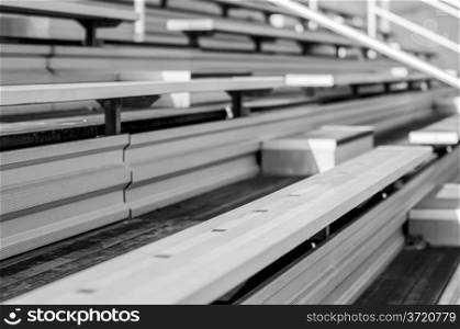 Bleachers in a stadium or school for the fans.