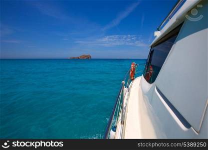 Bledes Bledas Ibiza islands view from boat side in Balearic Mediterranean