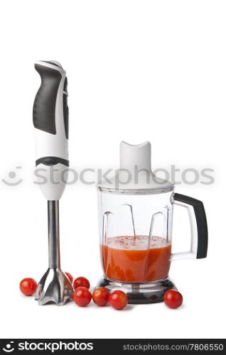 blender and tomatoes isolated