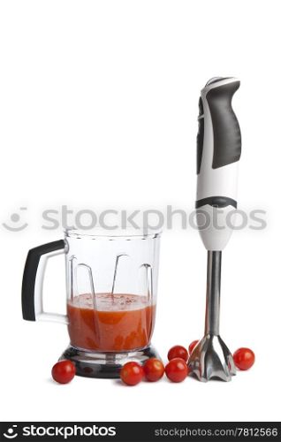 blender and tomatoes isolated