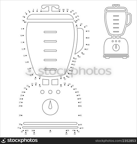 Blender Mixer Icon Dot To Dot, Kitchen Home Electric Appliance Vector Art Illustration