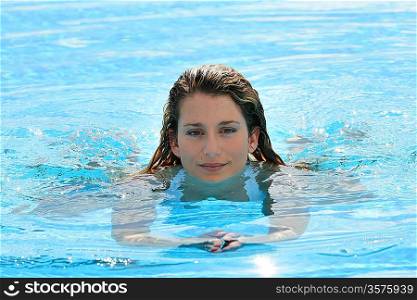 Blind woman swimming