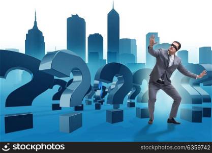 Blindfold businessman in incertainty concept