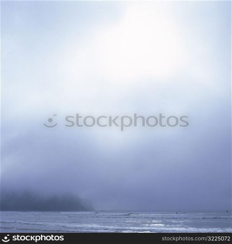 Blinding Sunlight On A Foggy Day At The Sea