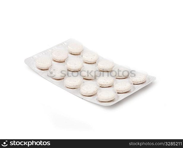 blister pack of pills isolated on the white background