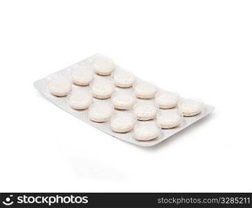 blister pack of pills isolated on the white background