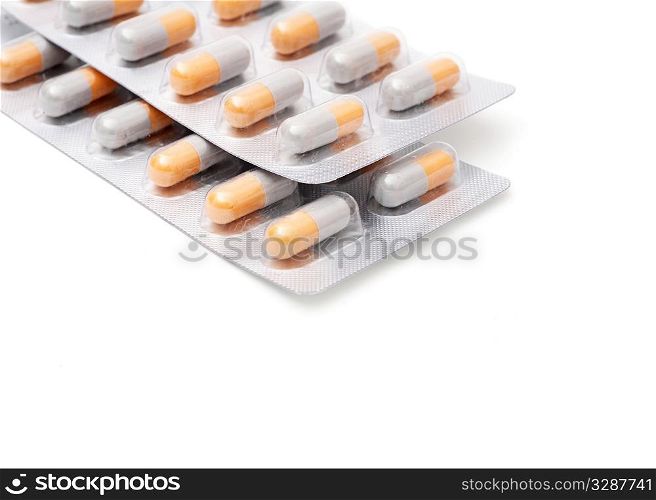 blister packs of pills isolated on the white background