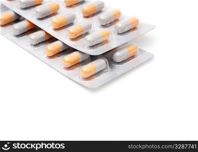 blister packs of pills isolated on the white background