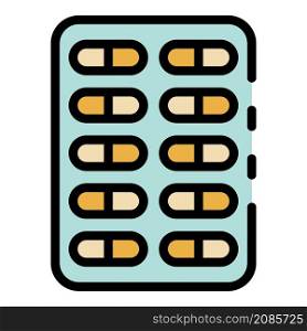 Blister with capsules icon. Outline blister with capsules vector icon color flat isolated. Blister with capsules icon color outline vector