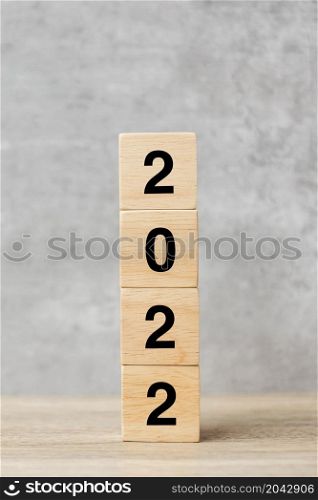 block 2022 text on table. Resolution, strategy, plan, goal, motivation, reboot, business and New Year holiday concepts