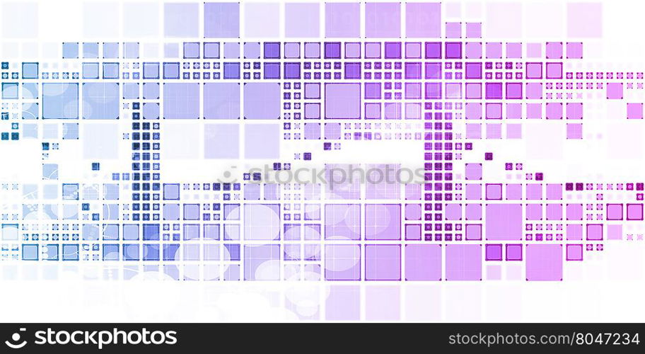 Block Abstract Background with Dynamic Digital Theme Art. Data Sharing