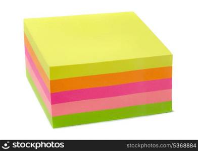 Block of color notepads isolated on white