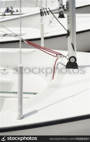 Block with rope on yacht