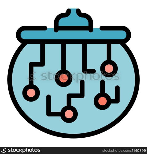 Blockchain block icon. Outline Blockchain block vector icon color flat isolated. Blockchain block icon color outline vector