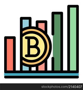 Blockchain graph chart icon. Outline Blockchain graph chart vector icon color flat isolated. Blockchain graph chart icon color outline vector
