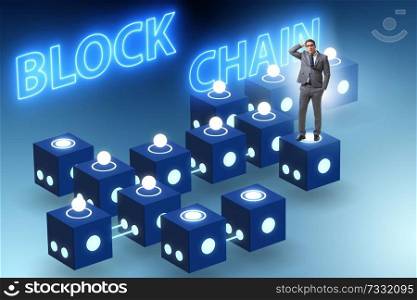 Blockchain innovative concept with businessman 