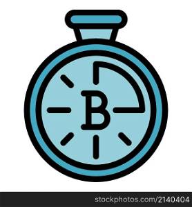 Blockchain stopwatch icon. Outline Blockchain stopwatch vector icon color flat isolated. Blockchain stopwatch icon color outline vector