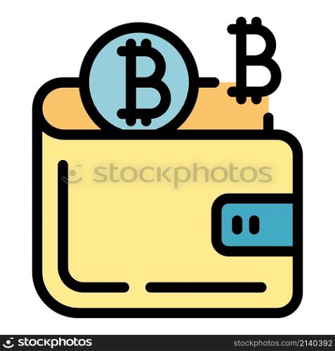 Blockchain wallet icon. Outline Blockchain wallet vector icon color flat isolated. Blockchain wallet icon color outline vector
