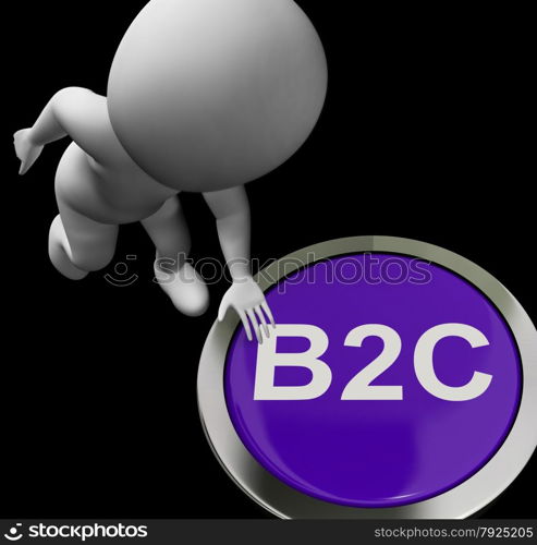 Blog Button For Blogger Or Blogging Web Sites. B2C Button Showing Company Customers And Trading