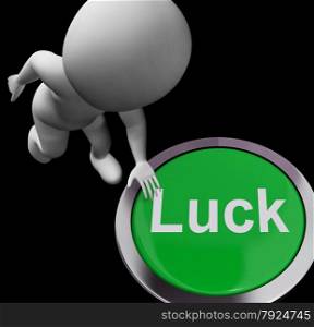 Blog Button For Blogger Or Blogging Web Sites. Luck Button Showing Chance Gamble Or Fortunate