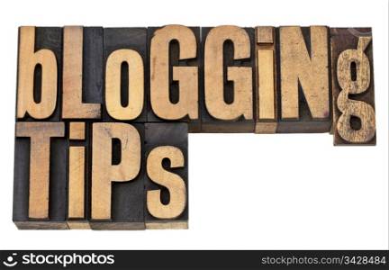 blogging tips - isolated text in vintage letterpress wood type