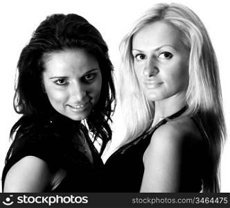 blond and brunette beautiful girl models