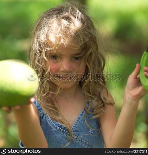 Blond Child with Hair in Face at Moorea in Tahiti