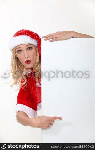 Blond female in Santa costume