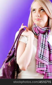 Blond girl against colourful background