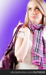 Blond girl against colourful background