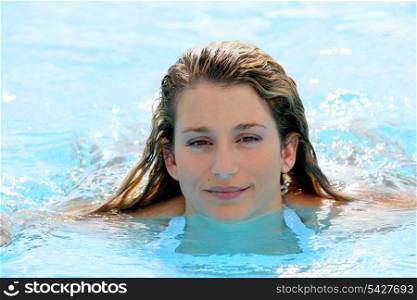 Blond in swimming pool