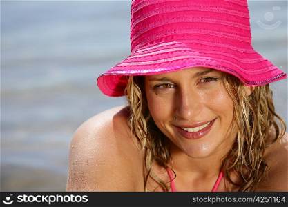 Blond woman at the beach