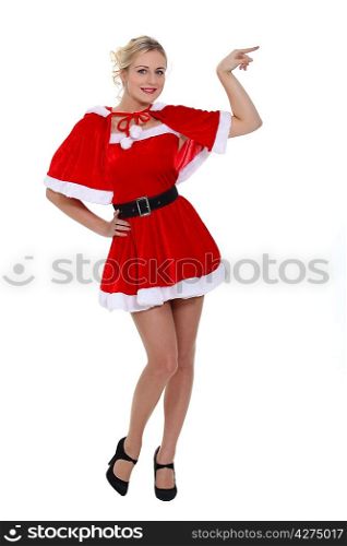 Blond woman in sexy Santa costume