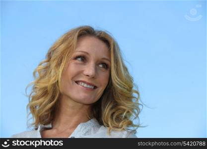 Blond woman smiling