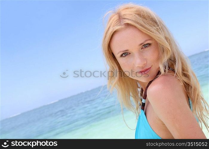 Blond woman with beautiful smile