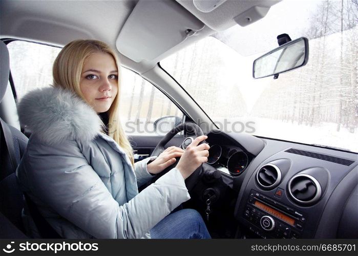 blonde behind the wheel