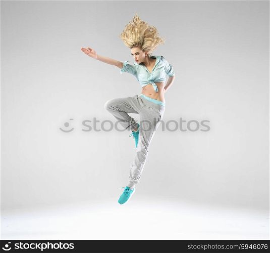 Blonde cheerful lady during the training