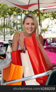 Blonde girl shopping