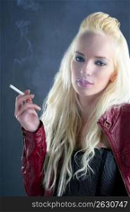 blonde smoking cigarette young fashion girl grunge background