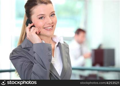 Blonde woman on the phone