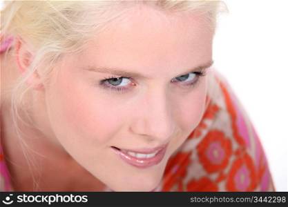Blonde woman&rsquo;s face