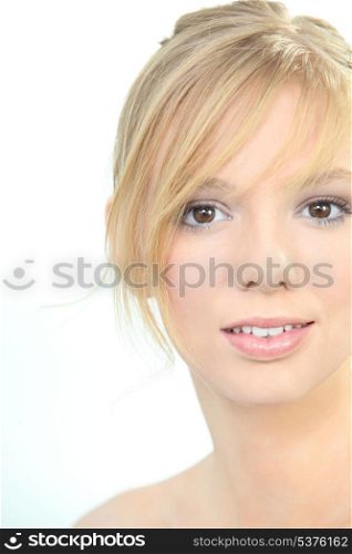 Blonde woman&rsquo;s face