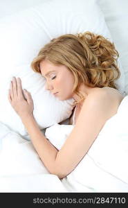 blonde woman sleeping